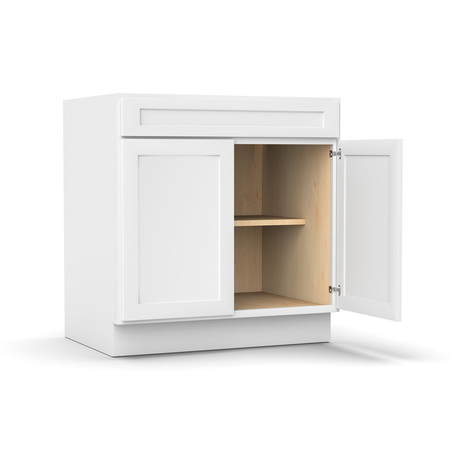 Liberty Shaker White - 33 Inch Double Door Base Cabinet - 33" Width x 34.5" Height x 24" Depth