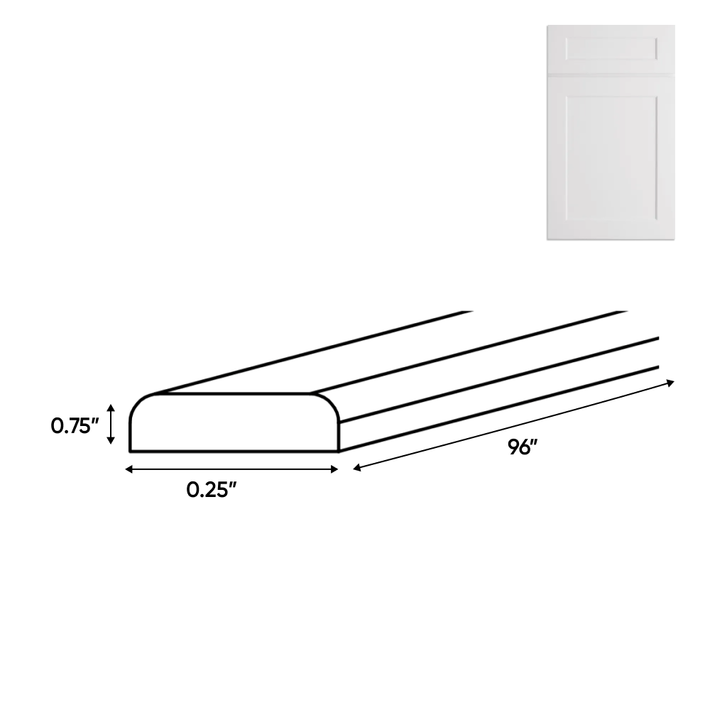 Liberty Shaker White - 0.25 Inch Trims Accessories - .25" Width x .75" Height x 96" Depth
