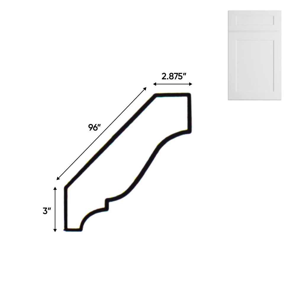 Liberty Shaker White - 3 Inch Crown Moldings Accessories - 2.875" Width x 3" Height x 96" Depth
