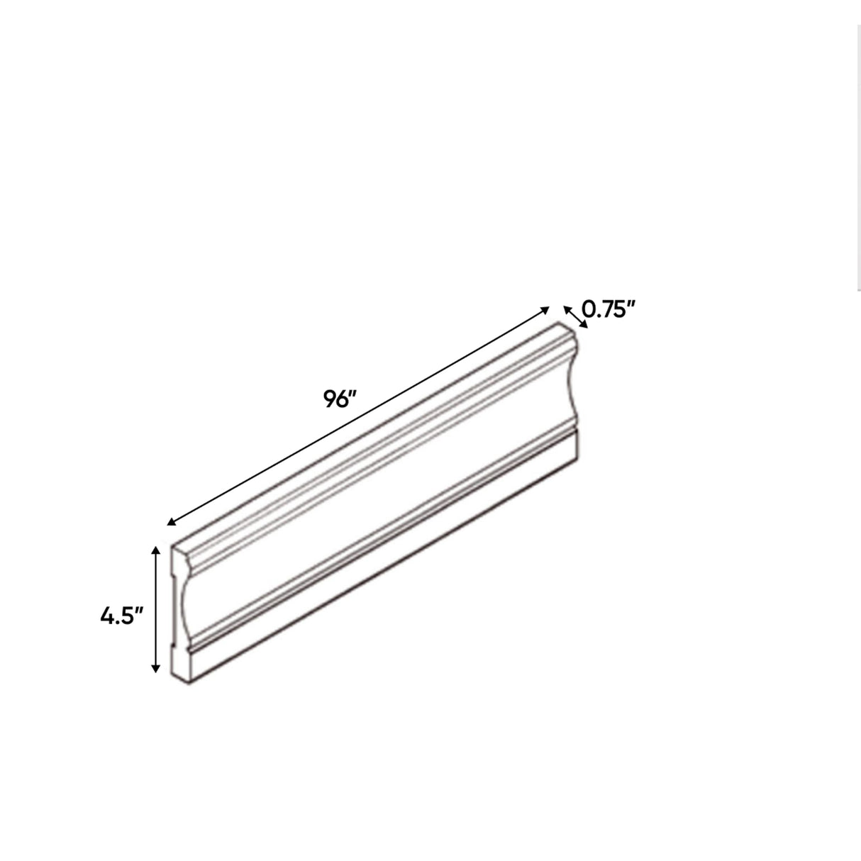 Liberty Shaker White - 0.75 Inch Base Molding Accessories - .75" Width x 4.5" Height x 96" Depth
