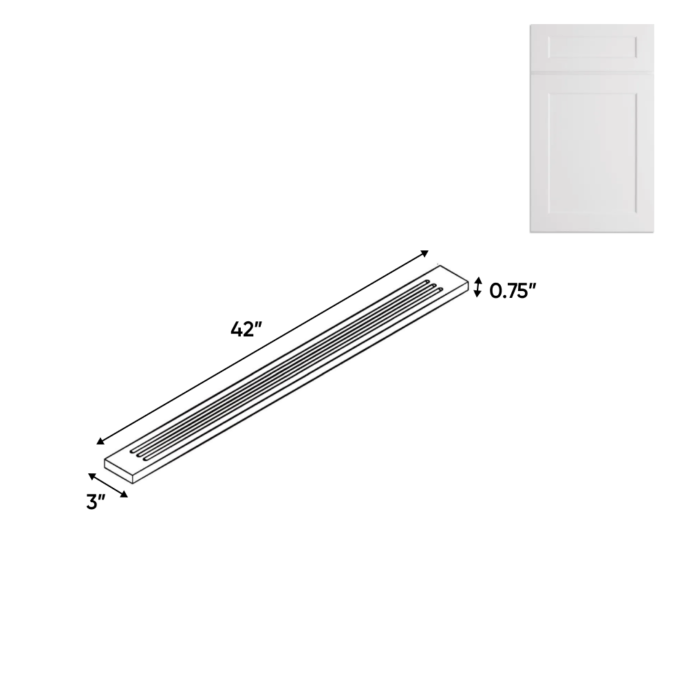 Liberty Shaker White - 3 Inch Flutted Wall Fillers Accessories - 3" Width x 42" Height x .75" Depth