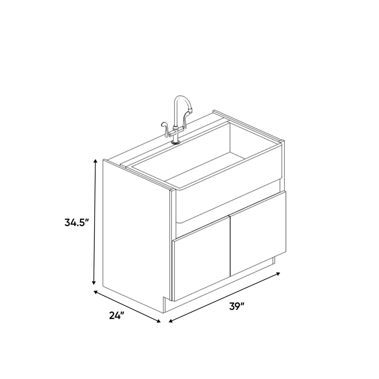 Portland Chestnut - 39 Inch Farm Sink Base Cabinet - 39" Width x 34.5" Height x 24" Depth