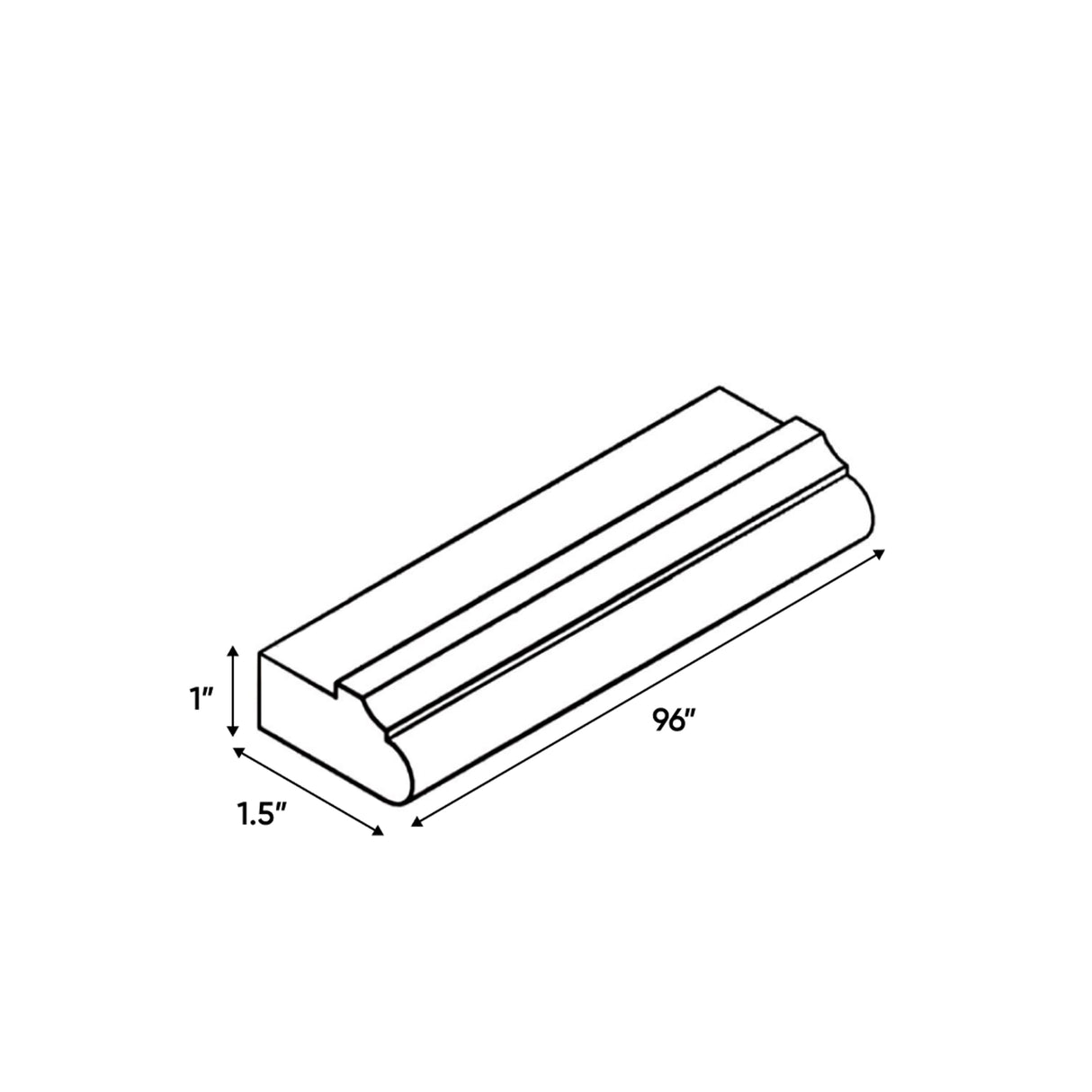 Avalon Ashen - 1.5 Inch Trims Accessories - 1.5" Width x 1" Height x 96" Depth