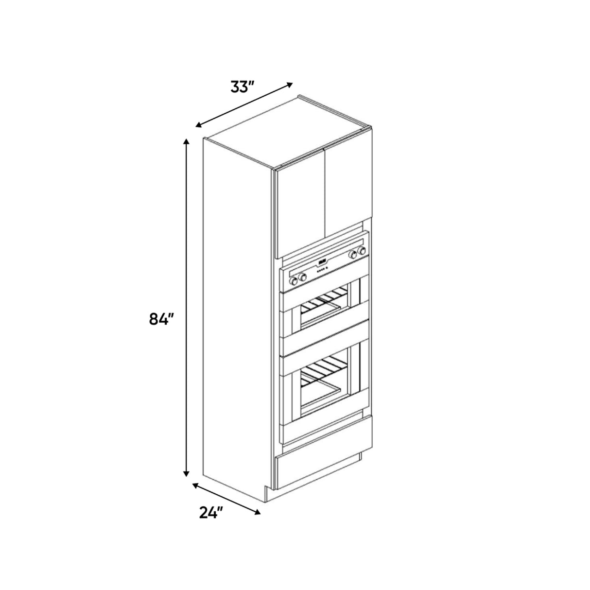 Liberty Shaker Grey - 33 Inch Double Oven Tall Cabinet - 33" Width x 84" Height x 24" Depth