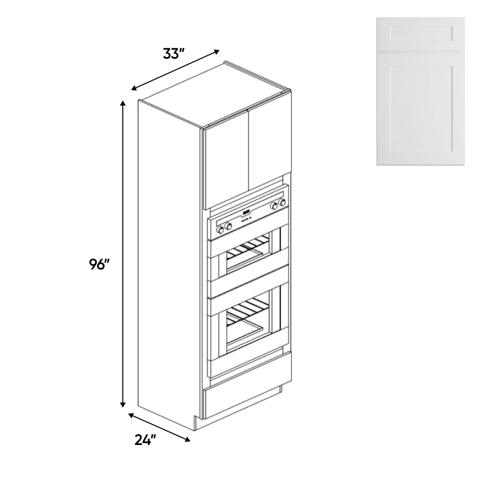 Liberty Shaker White - 33 Inch Double Oven Tall Cabinet - 33" Width x 96" Height x 24" Depth