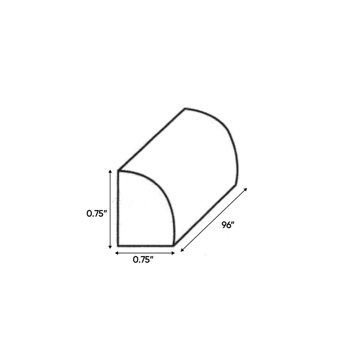 Atlas Blanco - 0.75 Inch Trims Accessories - .75" Width x .75" Height x 96" Depth