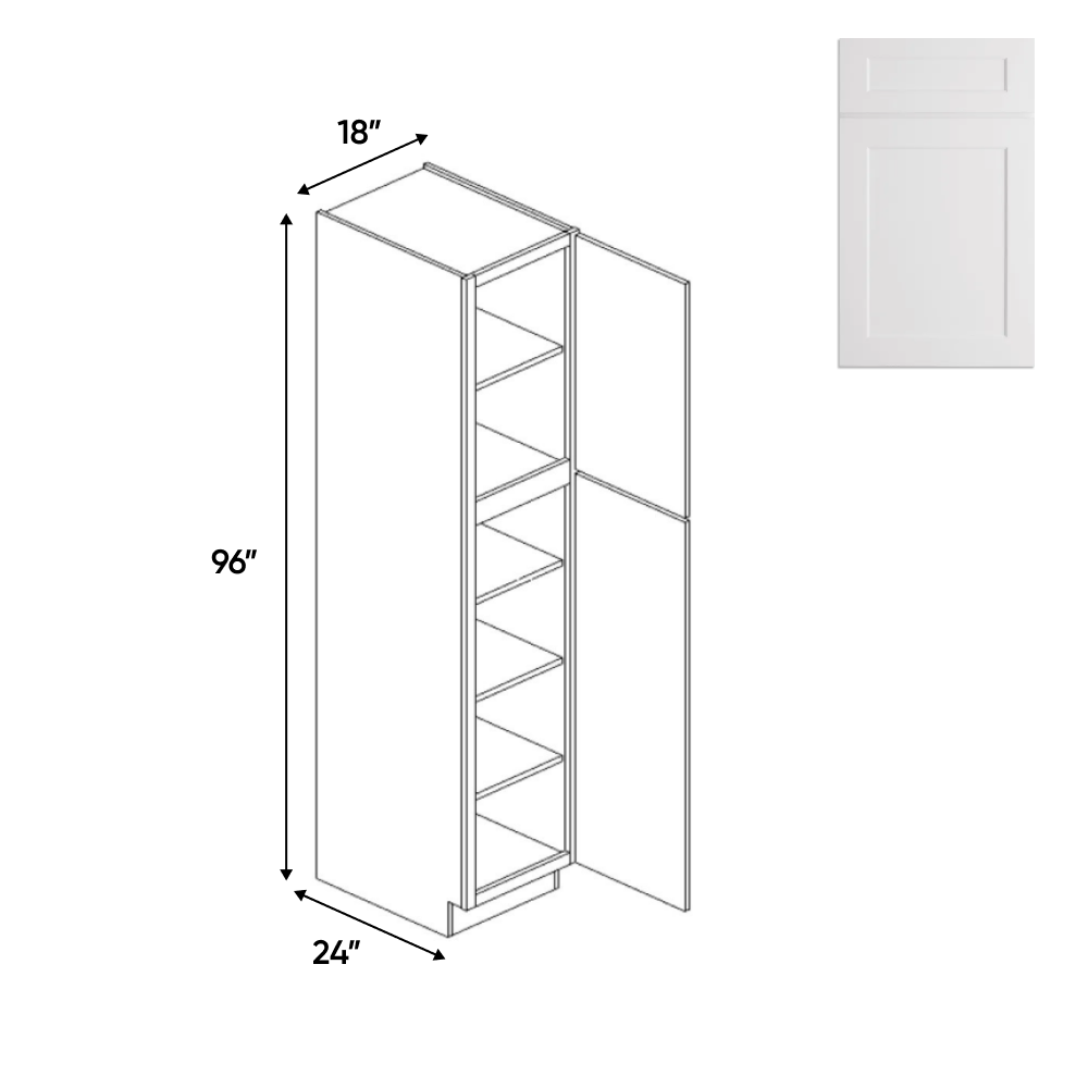 Liberty Shaker White - 18 Inch Single Door Pantry Tall Cabinet - 18" Width x 96" Height x 24" Depth