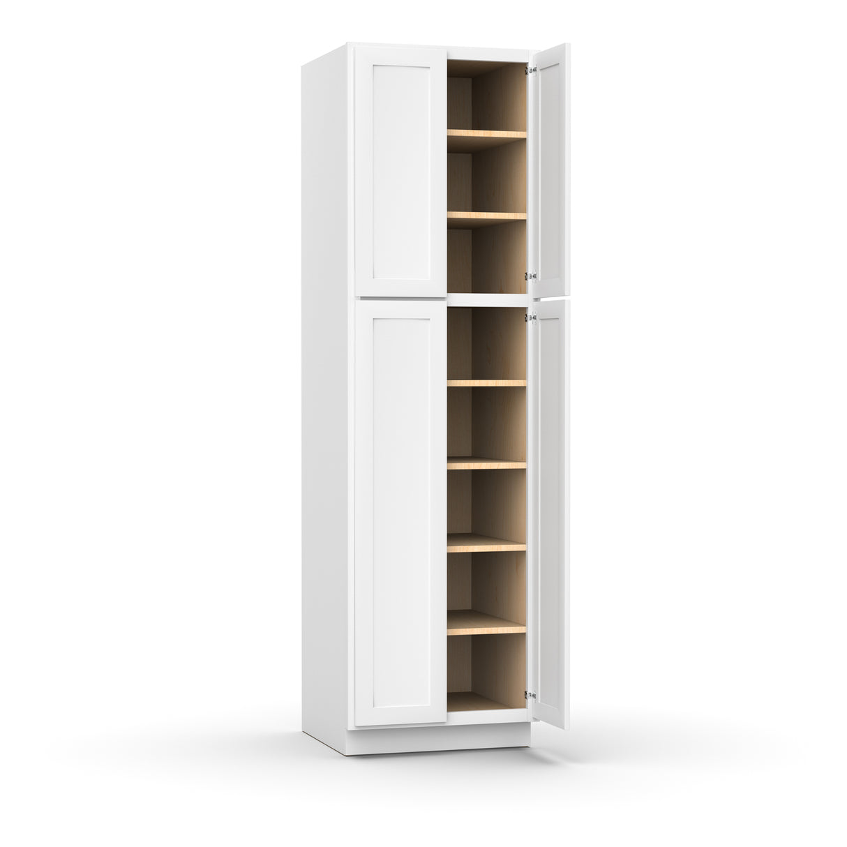 Liberty Shaker White - 24 Inch Double Door Pantry Tall Cabinet - 24" Width x 84" Height x 24" Depth