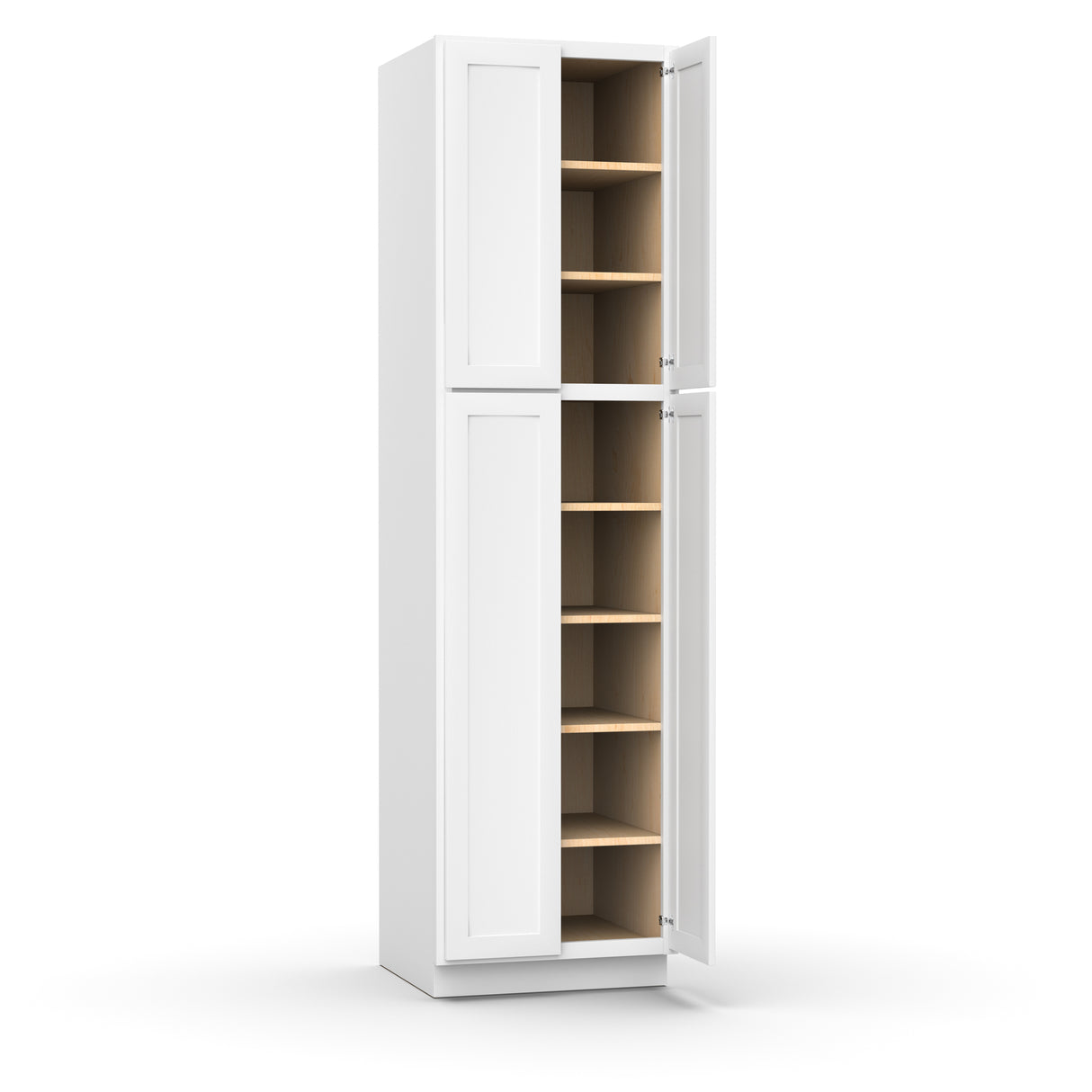 Liberty Shaker White - 24 Inch Double Door Pantry Tall Cabinet - 24" Width x 90" Height x 24" Depth