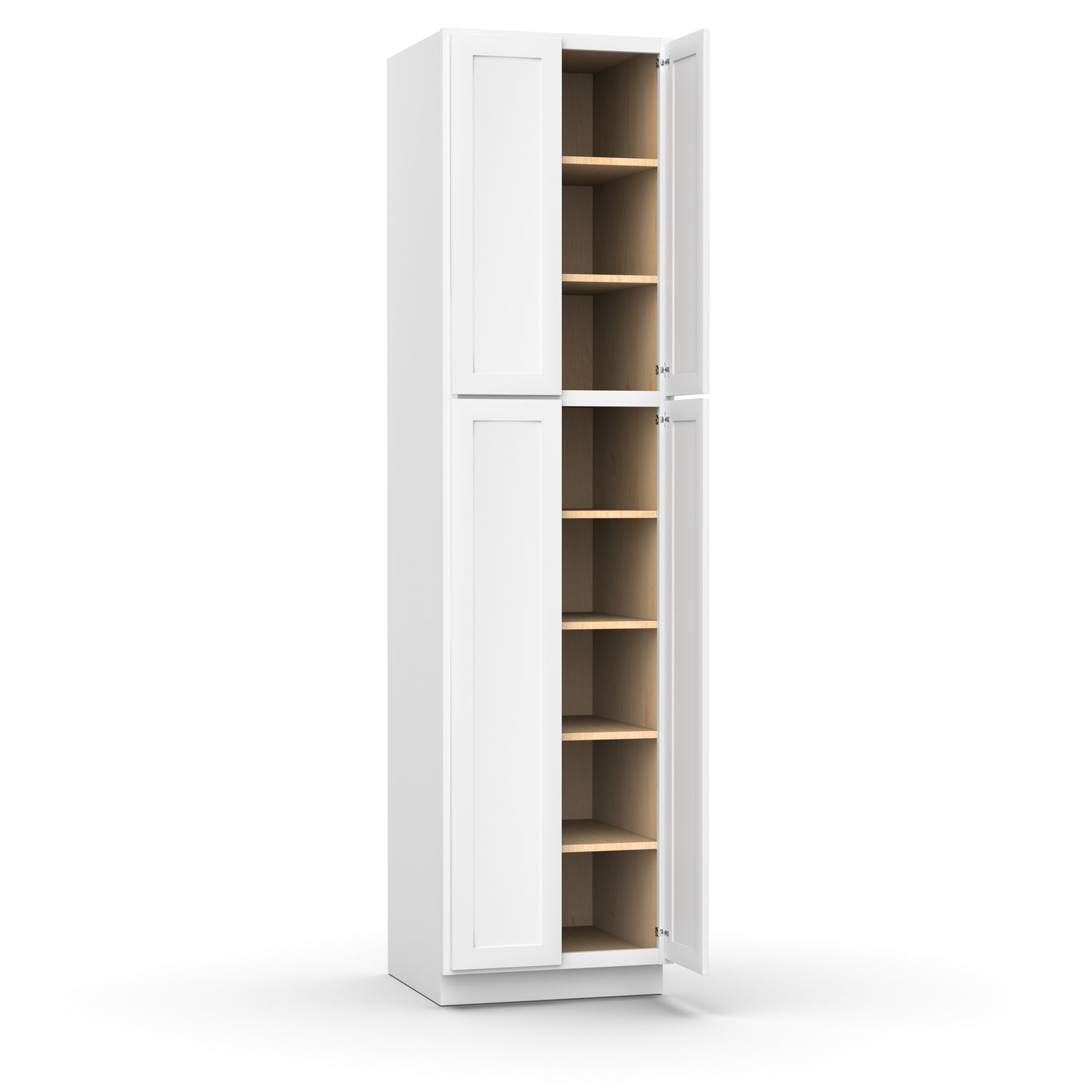 Liberty Shaker White - 24 Inch Double Door Pantry Tall Cabinet - 24" Width x 96" Height x 24" Depth