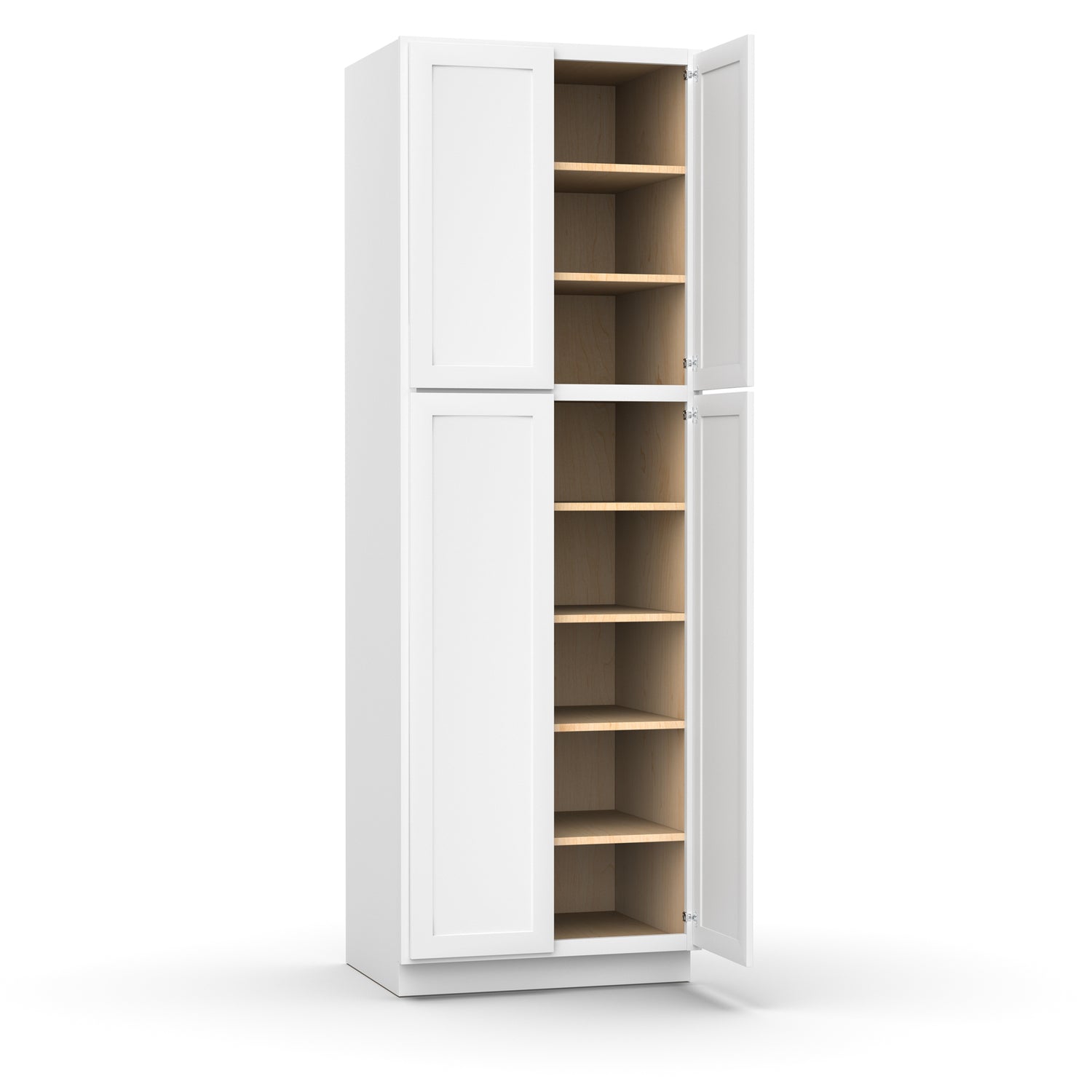 Liberty Shaker White - 30 Inch Double Door Pantry Tall Cabinet - 30" Width x 90" Height x 24" Depth