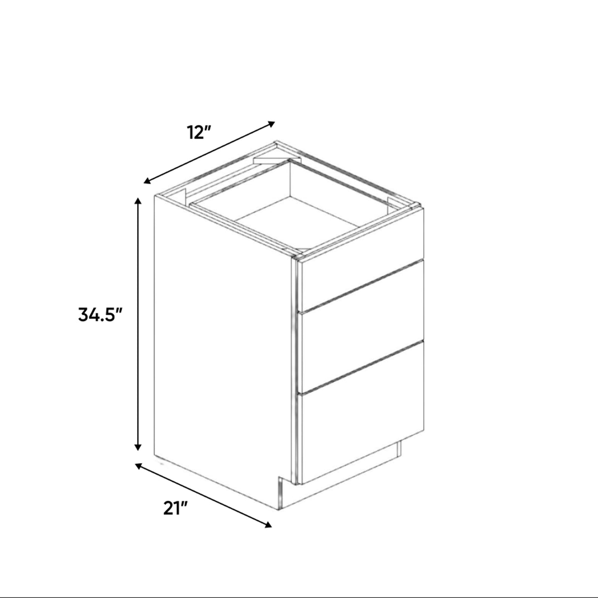 Liberty Shaker Rift - 12 Inch Vanity Drawer Base Cabinet - 12" Width x 34.5" Height x 21" Depth