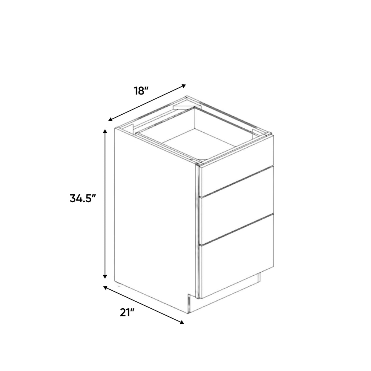 Belmont Grey - 18 Inch Vanity Drawer Base Cabinet - 18" Width x 34.5" Height x 21" Depth