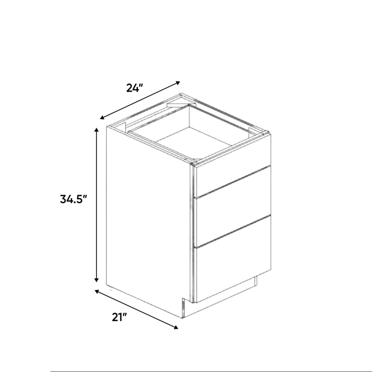 Liberty Shaker Blue - 24 Inch Vanity Drawer Base Cabinet - 24" Width x 34.5" Height x 21" Depth