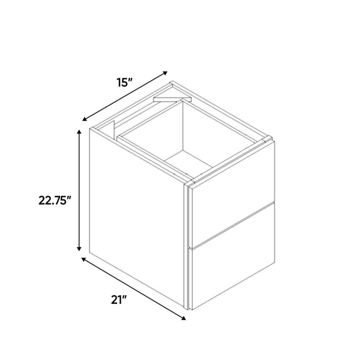 Avalon Ashen - 15 Inch Vanity Drawer Base Cabinet - 15" Width x 22.75" Height x 21" Depth