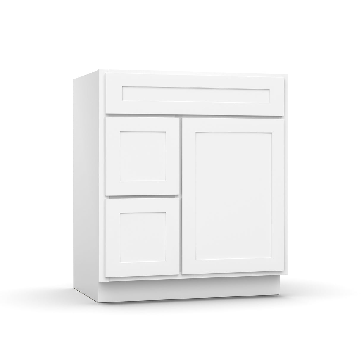 Liberty Shaker White - 30 Inch Vanity Sink Drawer Base Cabinet - 30" Width x 34.5" Height x 21" Depth