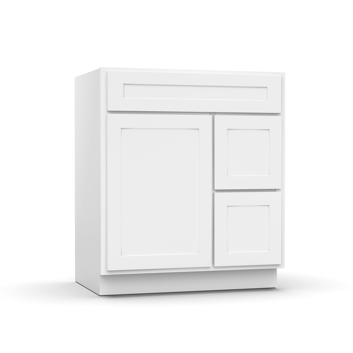 Liberty Shaker White - 30 Inch Vanity Sink Drawer Base Cabinet - 30" Width x 34.5" Height x 21" Depth