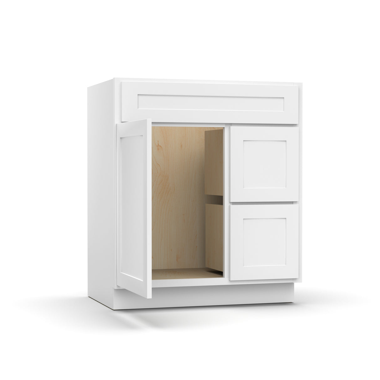 Liberty Shaker White - 30 Inch Vanity Sink Drawer Base Cabinet - 30" Width x 34.5" Height x 21" Depth