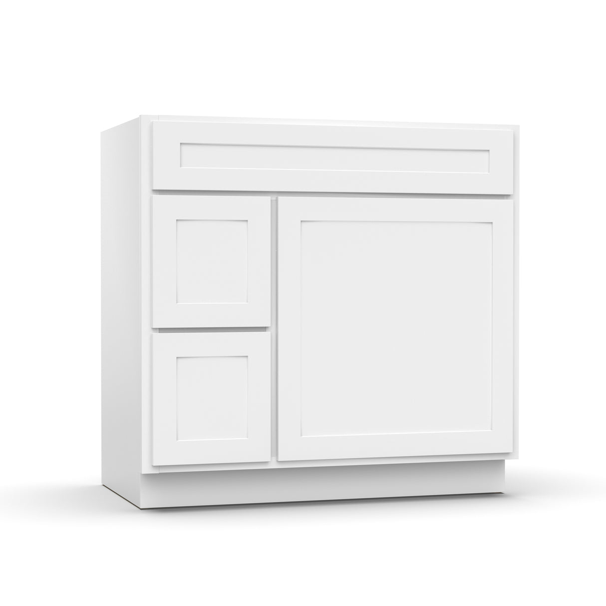 Liberty Shaker White - 36 Inch Vanity Sink Drawer Base Cabinet - 36" Width x 34.5" Height x 21" Depth