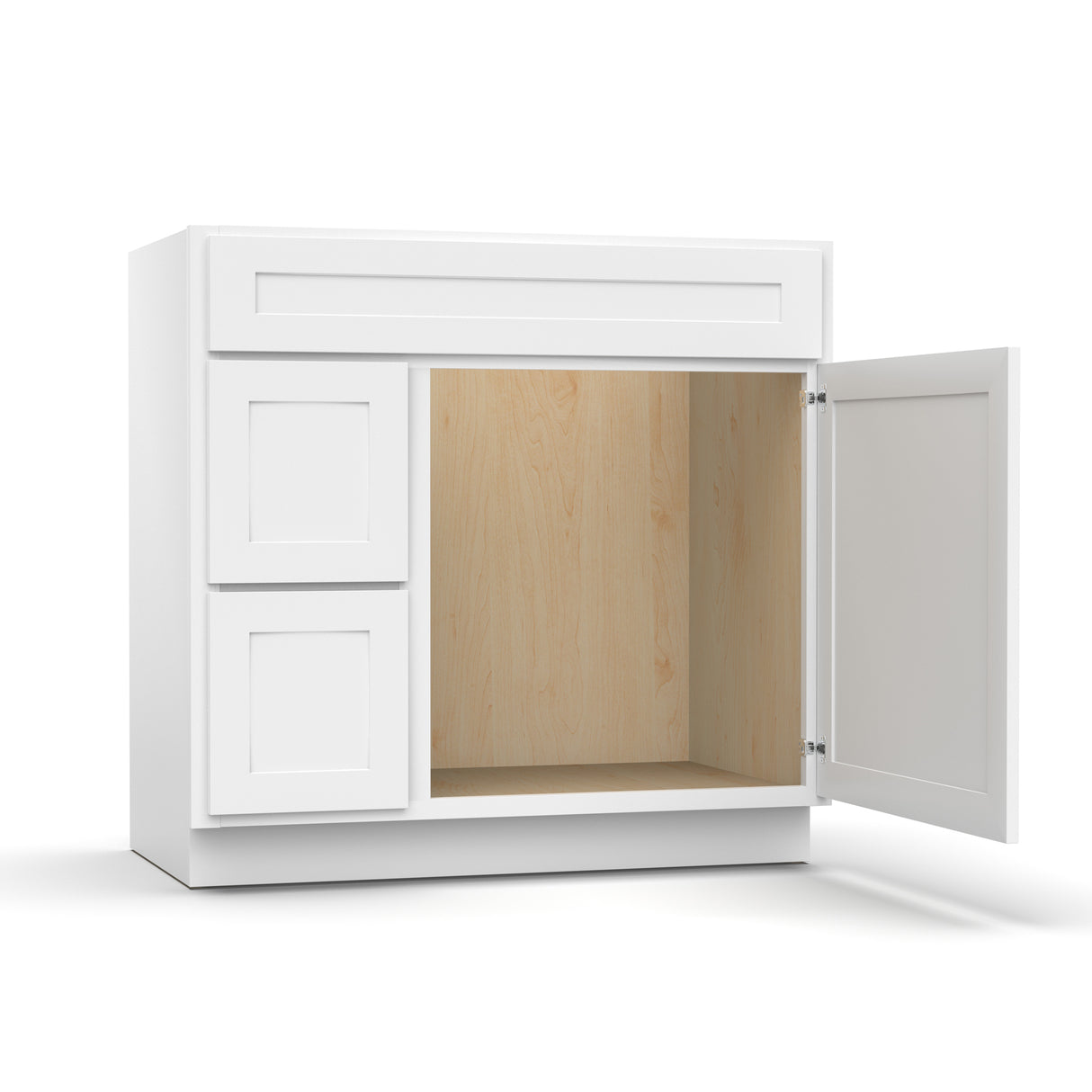 Liberty Shaker White - 36 Inch Vanity Sink Drawer Base Cabinet - 36" Width x 34.5" Height x 21" Depth