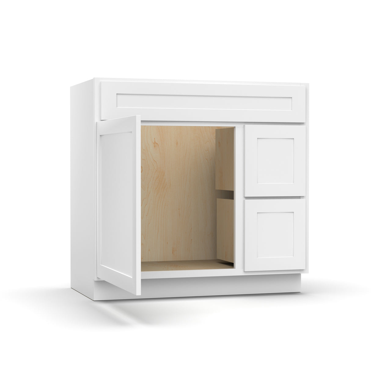 Liberty Shaker White - 36 Inch Vanity Sink Drawer Base Cabinet - 36" Width x 34.5" Height x 21" Depth