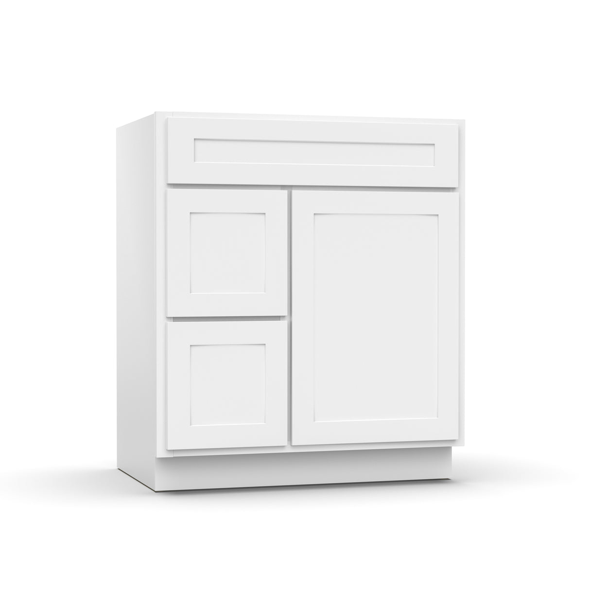 Liberty Shaker White - 30 Inch Vanity Sink Drawer Base Cabinet - 30" Width x 34.5" Height x 21" Depth