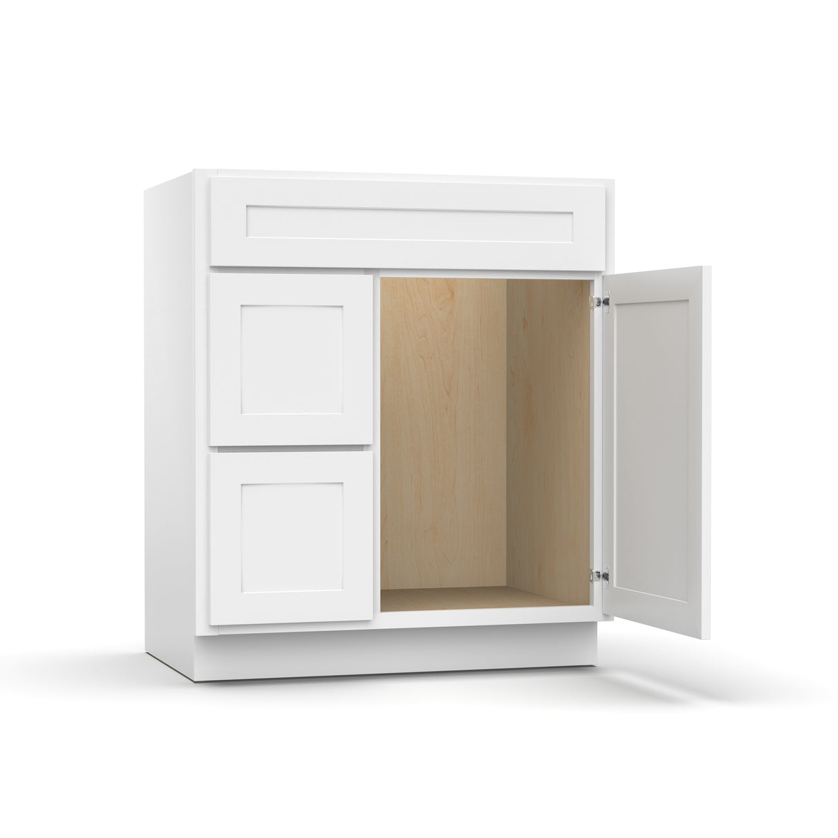 Liberty Shaker White - 30 Inch Vanity Sink Drawer Base Cabinet - 30" Width x 34.5" Height x 21" Depth