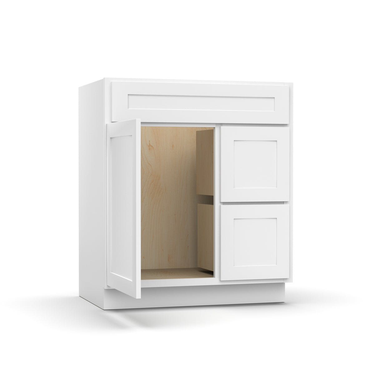 Liberty Shaker White - 30 Inch Vanity Sink Drawer Base Cabinet - 30" Width x 34.5" Height x 21" Depth