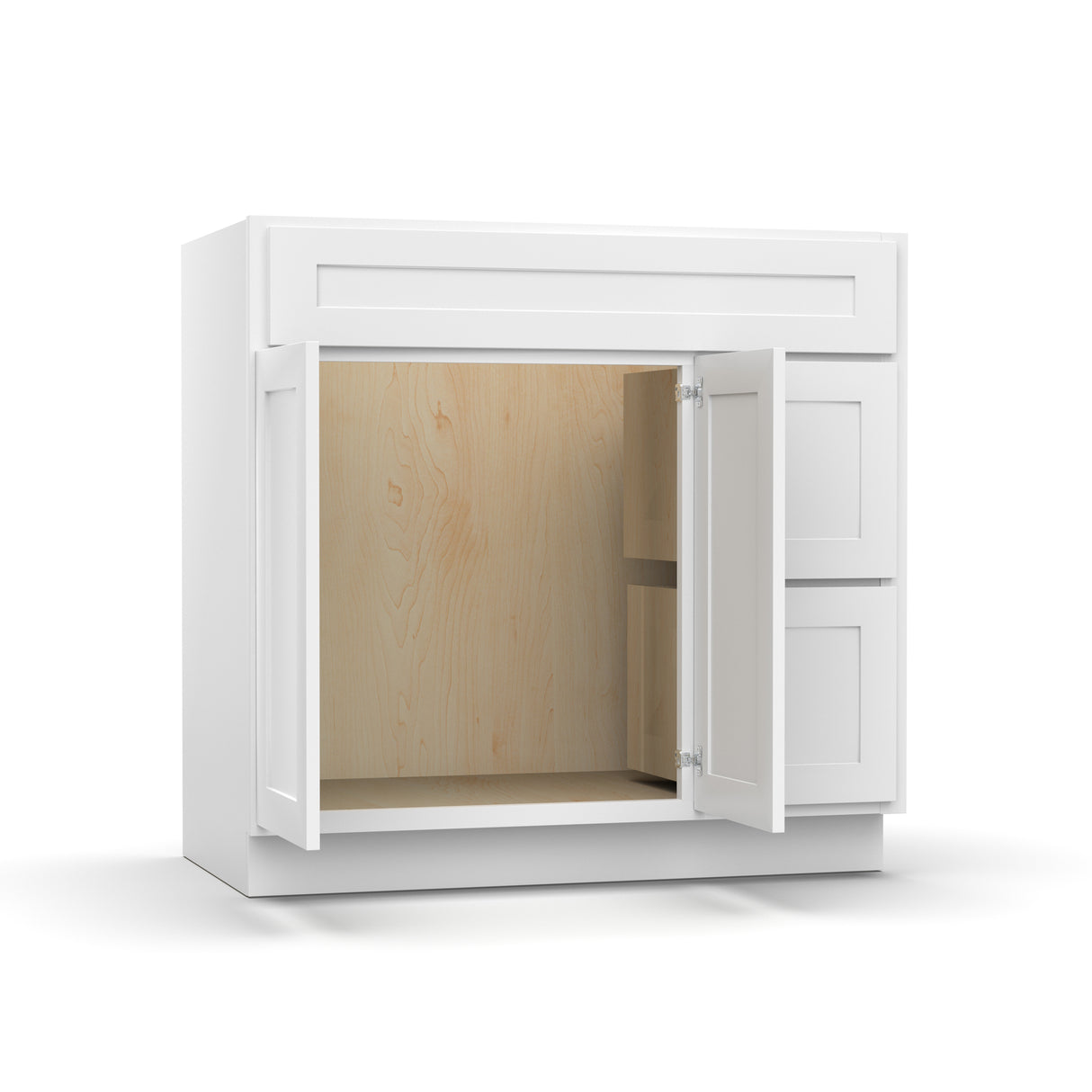 Liberty Shaker White - 36 Inch Vanity Sink Drawer Base Cabinet - 36" Width x 34.5" Height x 21" Depth