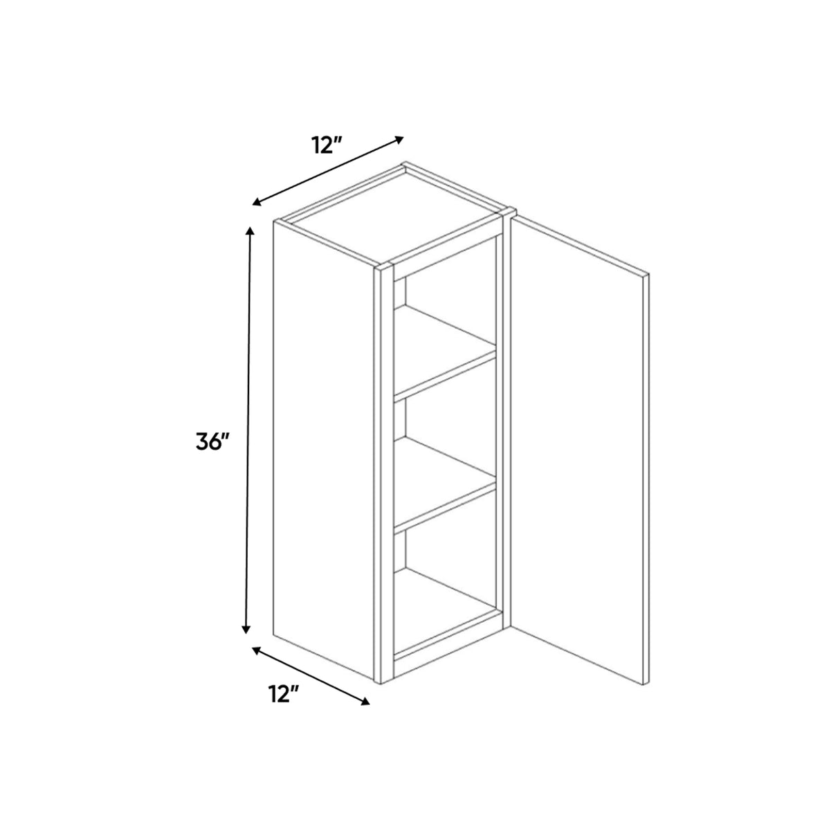 Newport Millstone - 12 Inch Height Single Door Wall Cabinet - 12" Width x 36" Height x 12" Depth