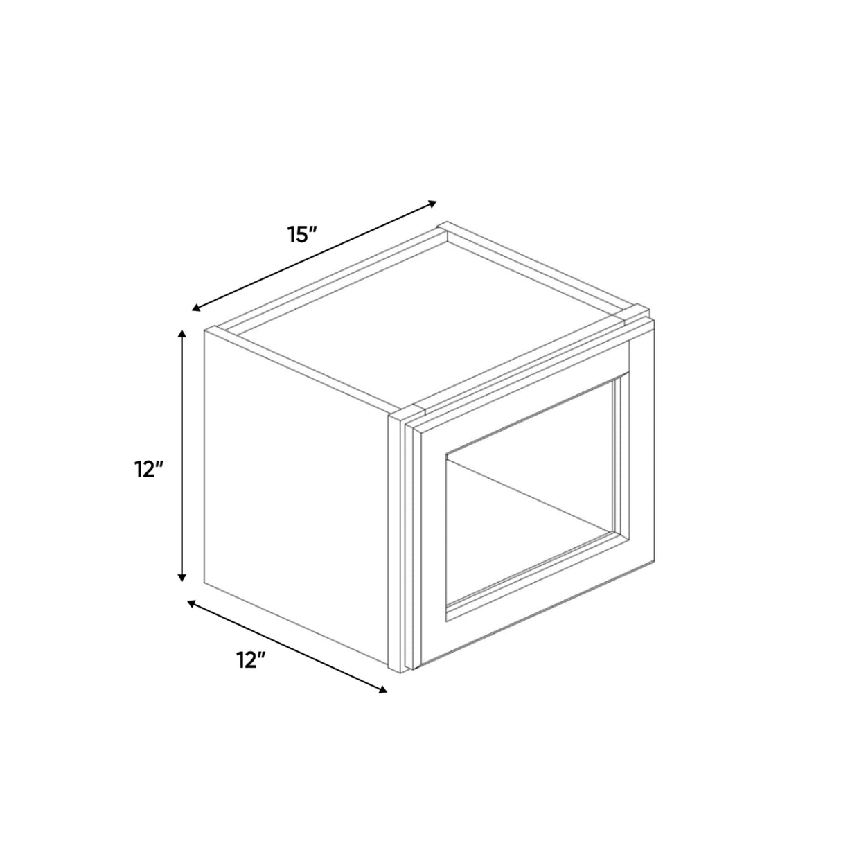 Essence Cemento - 15 Inch Single Glass Door Wall Cabinet - 15" Width x 12" Height x 12" Depth
