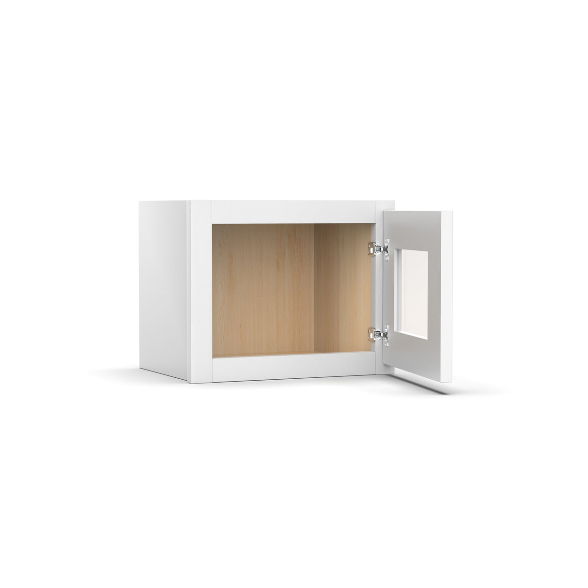 Liberty Shaker White - 15 Inch Single Glass Door Wall Cabinet - 15" Width x 12" Height x 12" Depth