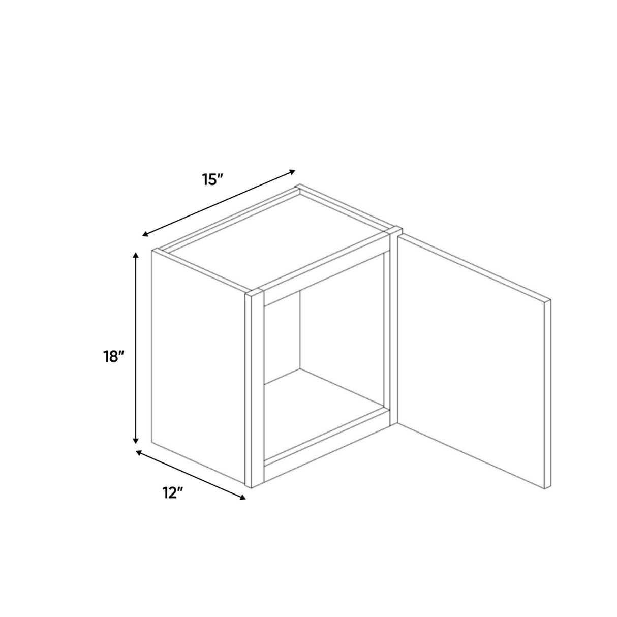 Liberty Shaker Grey - 15 Inch Height Single Door Wall Cabinet - 15" Width x 18" Height x 12" Depth