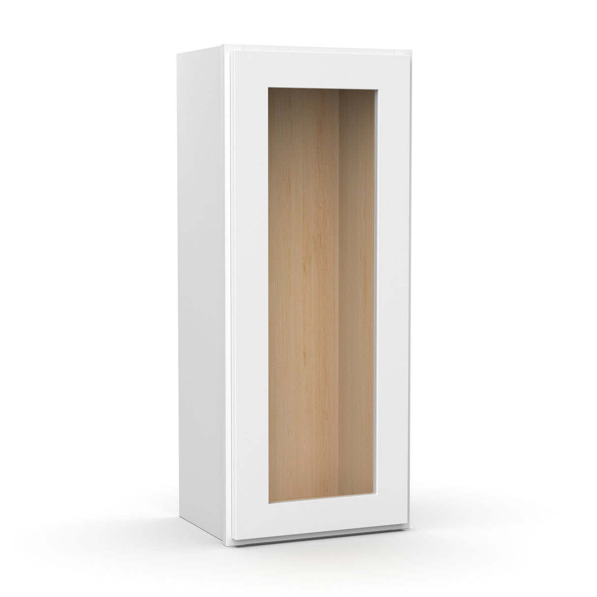 Liberty Shaker White - 15 Inch Single Glass Door Wall Cabinet - 15" Width x 36" Height x 12" Depth