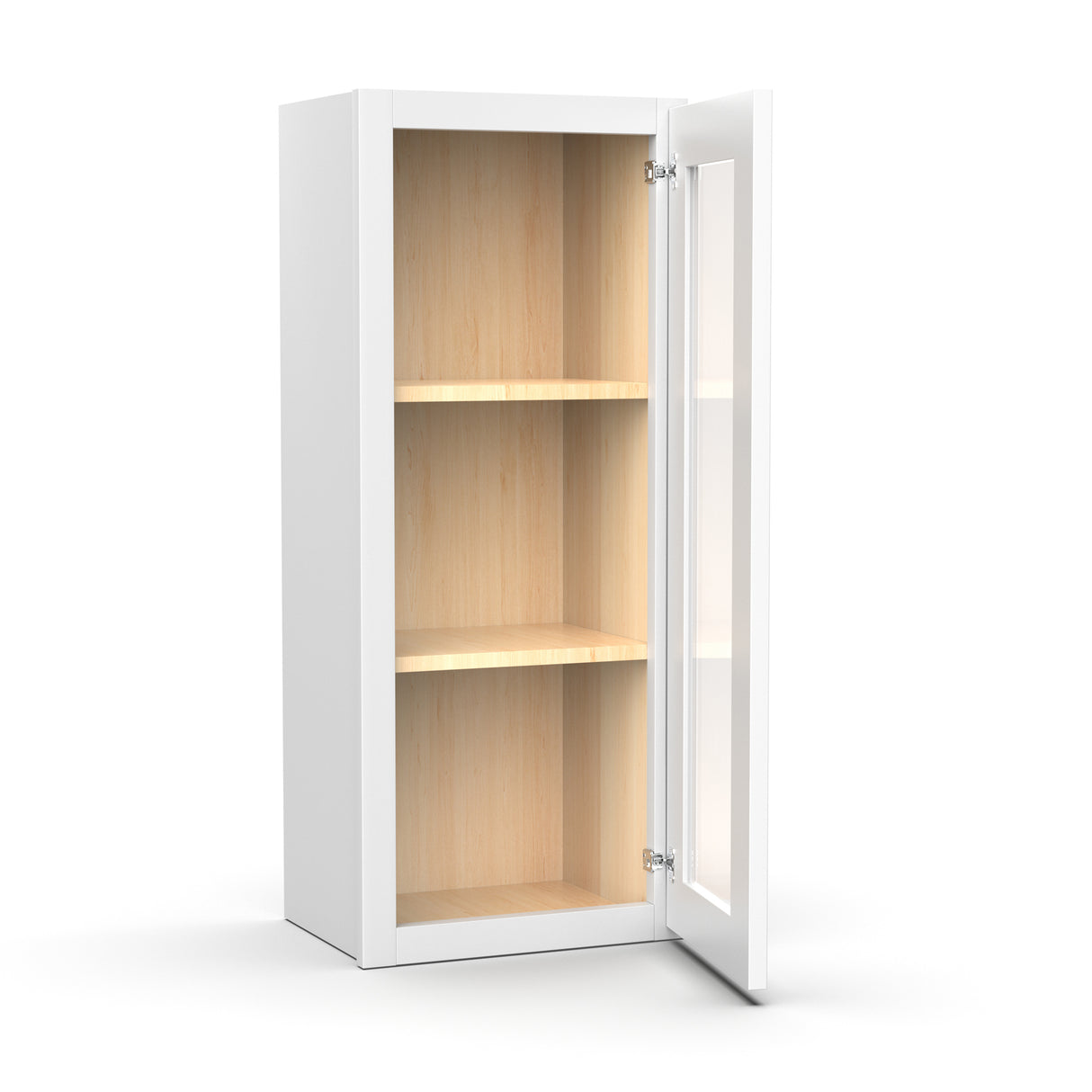 Liberty Shaker White - 15 Inch Single Glass Door Wall Cabinet - 15" Width x 36" Height x 12" Depth