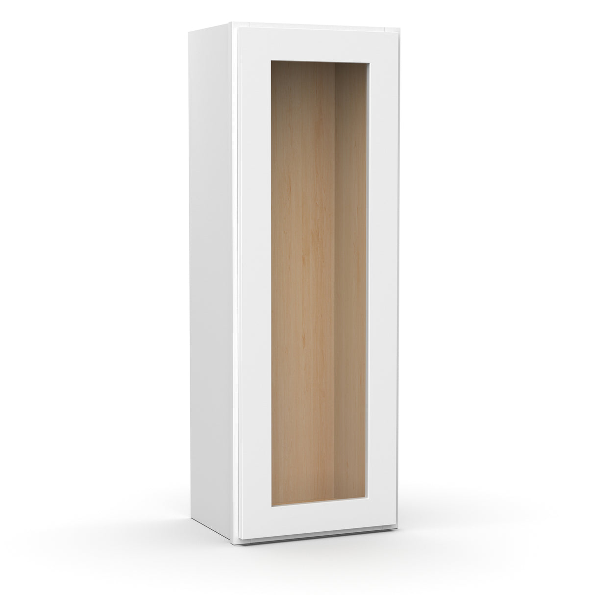 Liberty Shaker White - 15 Inch Single Glass Door Wall Cabinet - 15" Width x 42" Height x 12" Depth