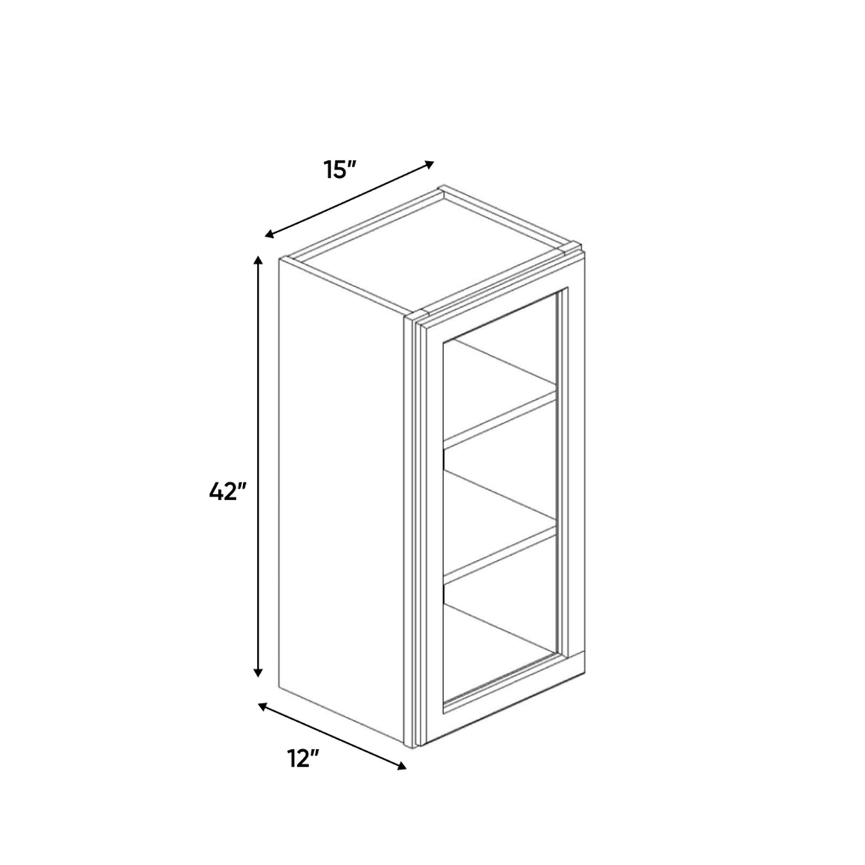 Atlas Blanco - 15 Inch Single Glass Door Wall Cabinet - 15" Width x 42" Height x 12" Depth