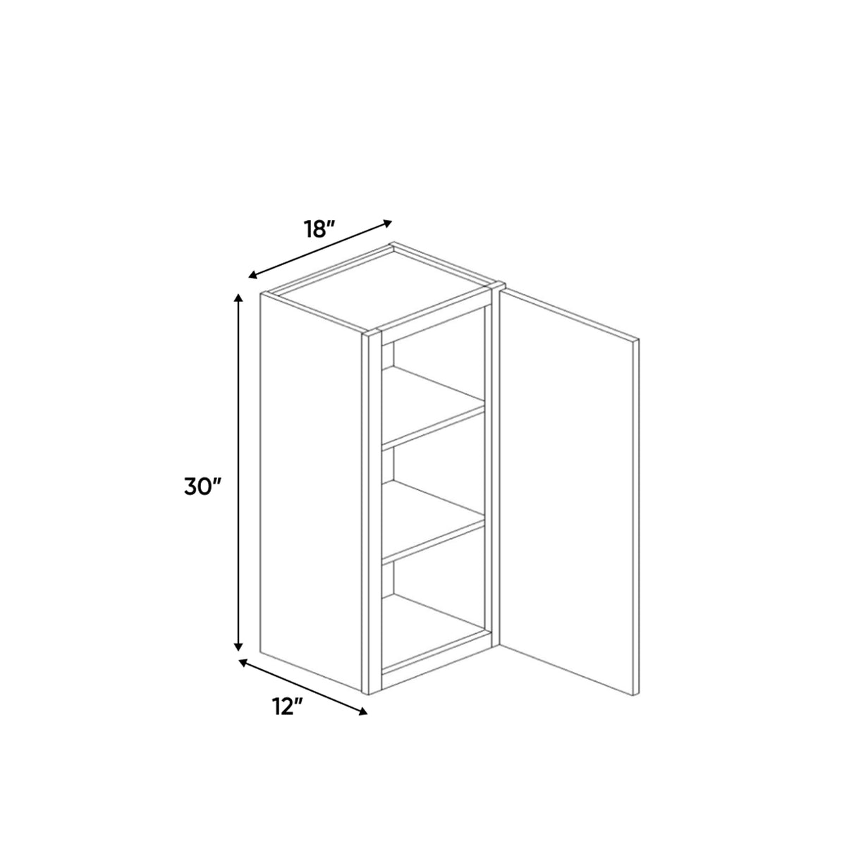 Essence Cemento - 18 Inch Height Single Door Wall Cabinet - 18" Width x 30" Height x 12" Depth