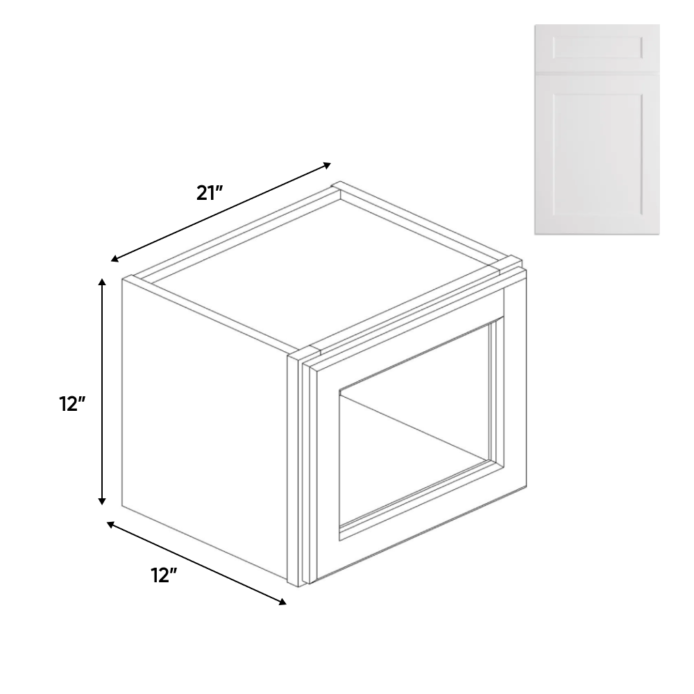 Liberty Shaker White - 21 Inch Single Glass Door Wall Cabinet - 21" Width x 12" Height x 12" Depth