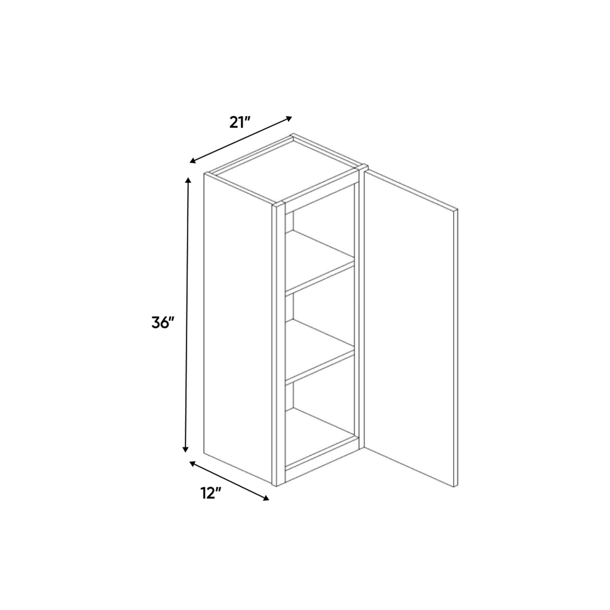 Portland Chestnut - 21 Inch Height Single Door Wall Cabinet - 21" Width x 36" Height x 12" Depth