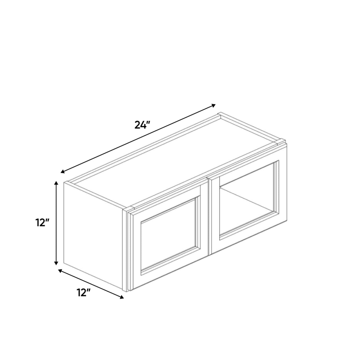 Belmont Grey - 24 Inch Double Glass Door Wall Cabinet - 24" Width x 12" Height x 12" Depth