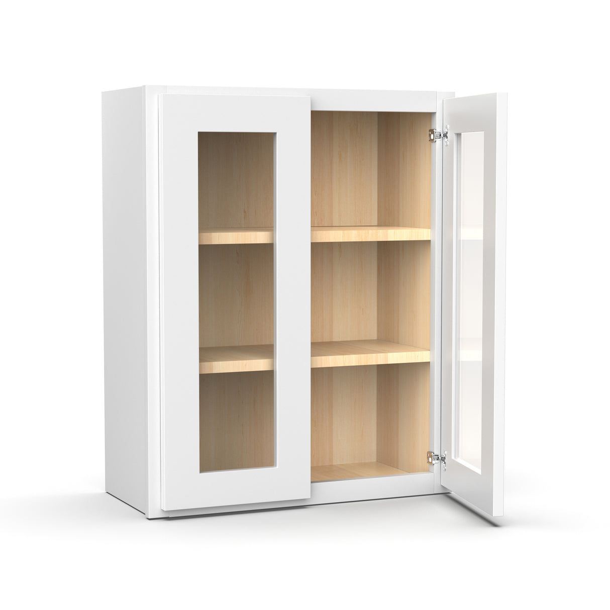 Liberty Shaker White - 24 Inch Double Glass Door Wall Cabinet - 24" Width x 30" Height x 12" Depth