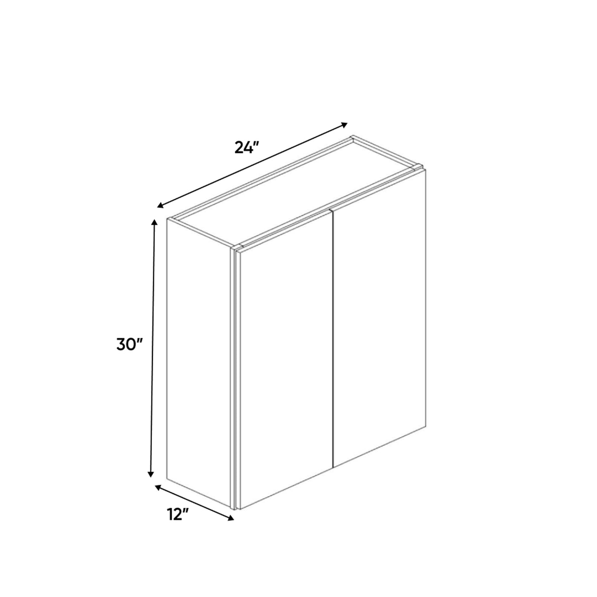 Windsor Ashen - 24 Inch Height Double Door Wall Cabinet - 24" Width x 30" Height x 12" Depth