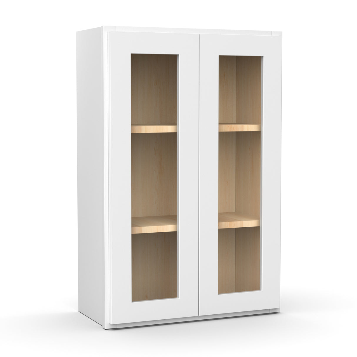 Liberty Shaker White - 24 Inch Double Glass Door Wall Cabinet - 24" Width x 36" Height x 12" Depth