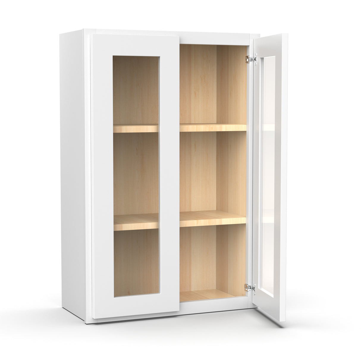 Liberty Shaker White - 24 Inch Double Glass Door Wall Cabinet - 24" Width x 36" Height x 12" Depth