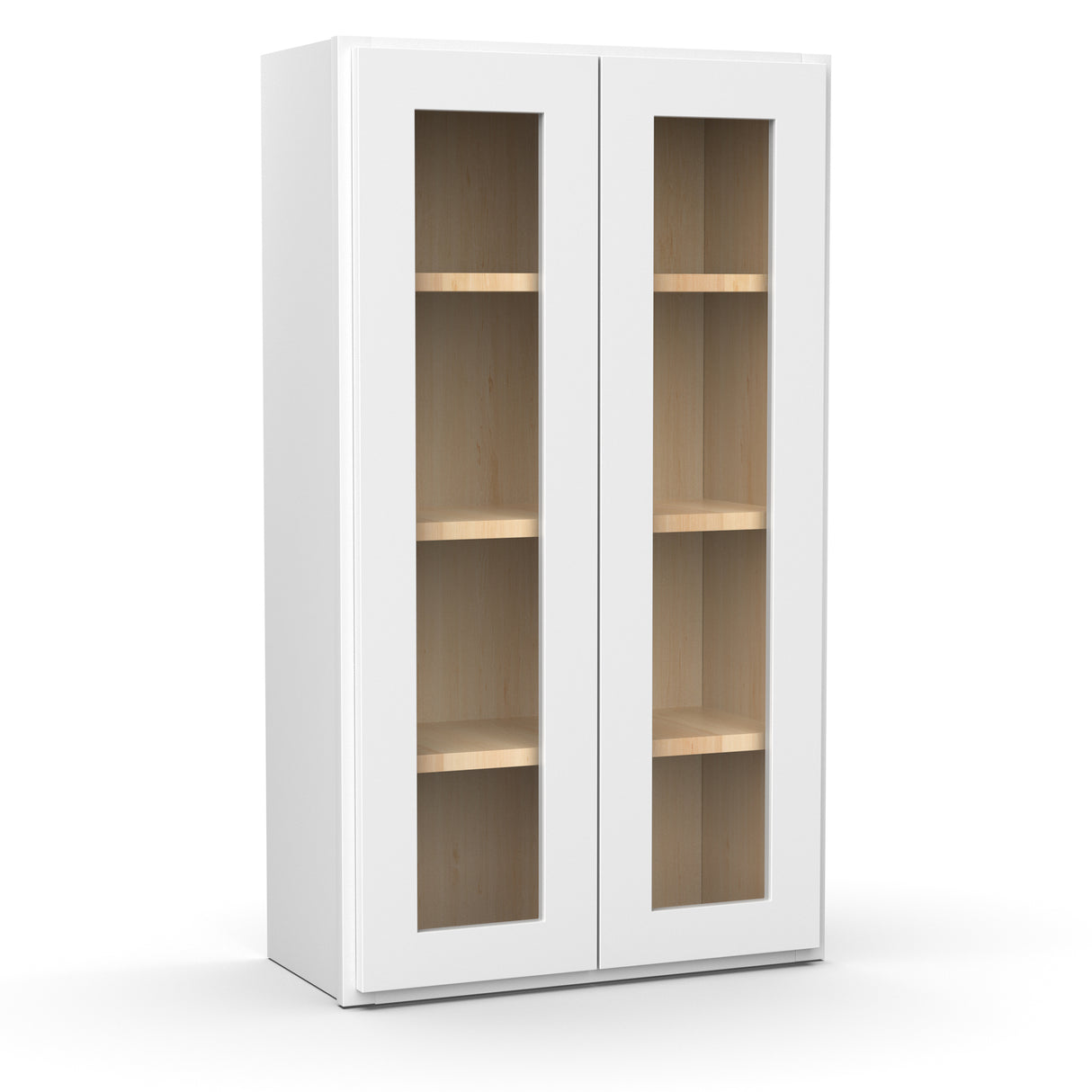 Liberty Shaker White - 24 Inch Double Glass Door Wall Cabinet - 24" Width x 42" Height x 12" Depth