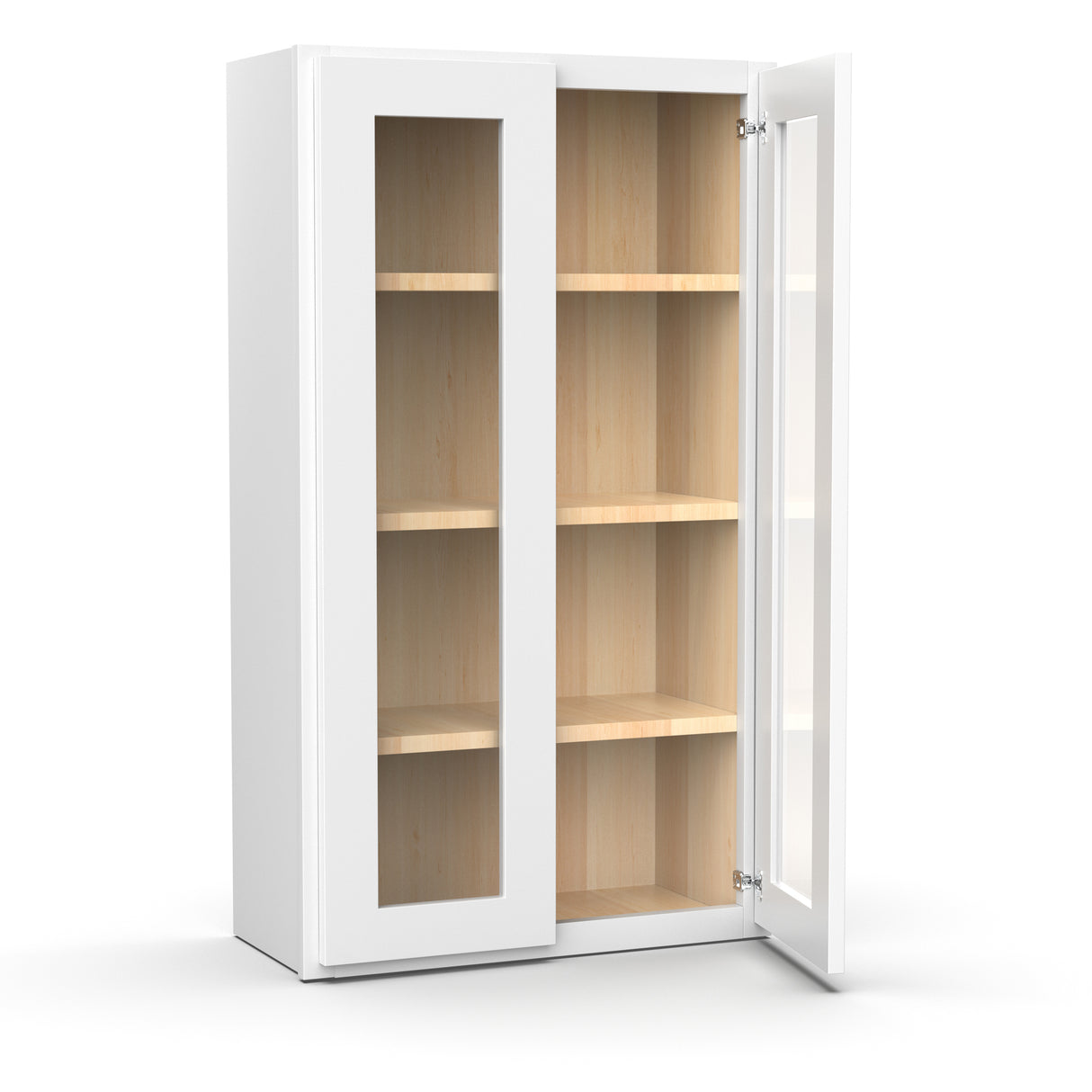 Liberty Shaker White - 24 Inch Double Glass Door Wall Cabinet - 24" Width x 42" Height x 12" Depth