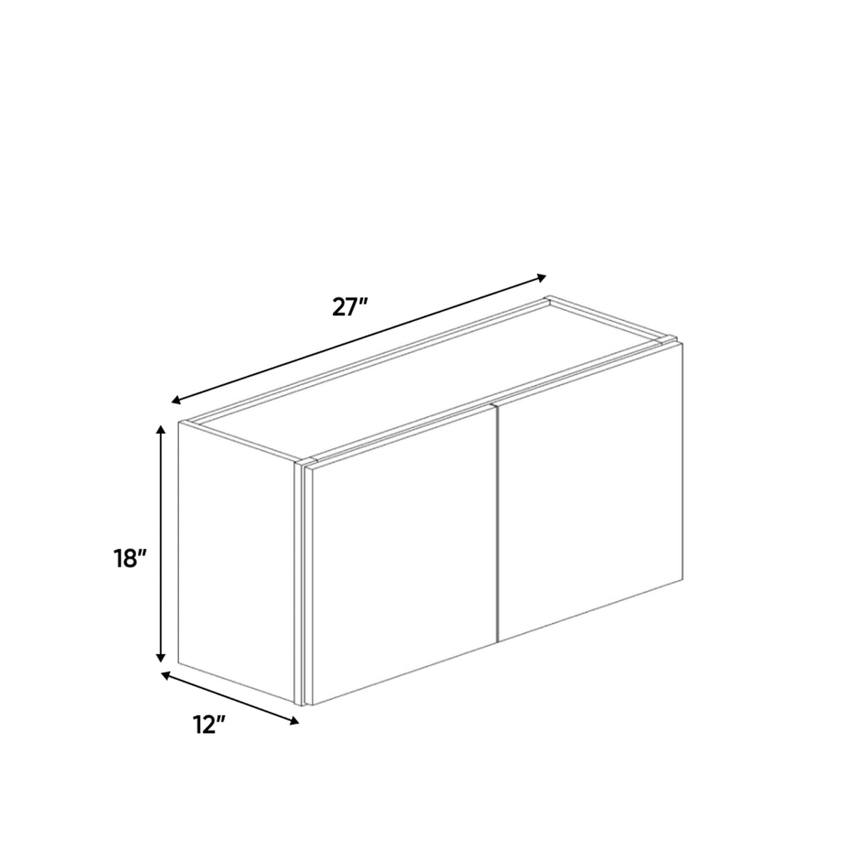 Liberty Shaker Grey - 27 Inch Height Double Door Wall Cabinet - 27" Width x 18" Height x 12" Depth