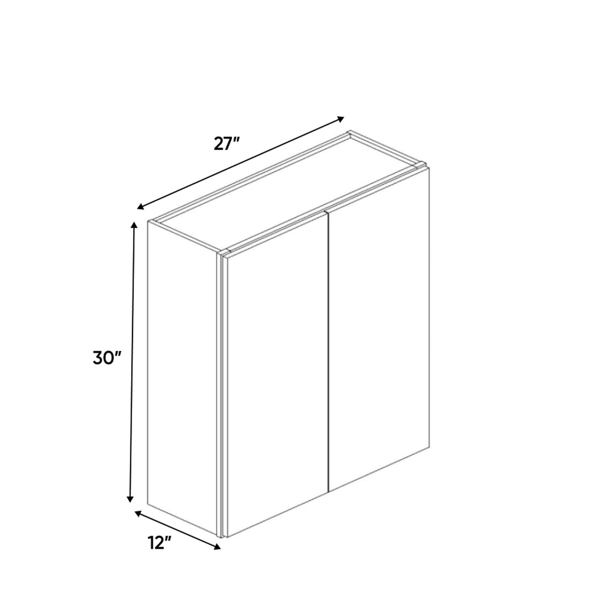Essence Cemento - 27 Inch Height Double Door Wall Cabinet - 27" Width x 30" Height x 12" Depth