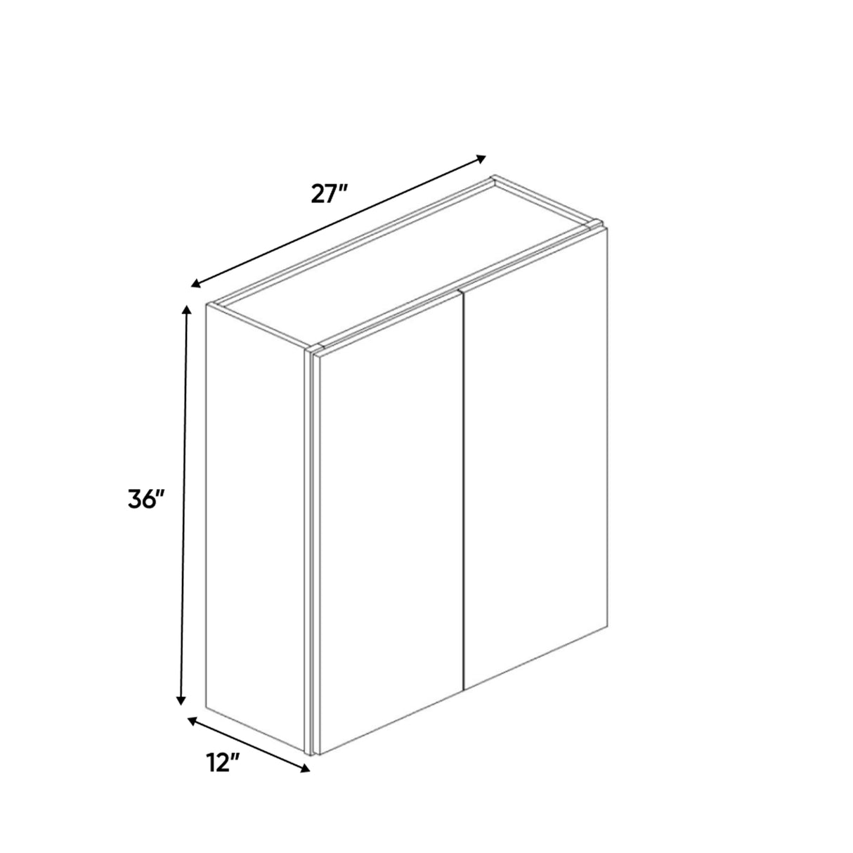 Essence Cemento - 27 Inch Height Double Door Wall Cabinet - 27" Width x 36" Height x 12" Depth